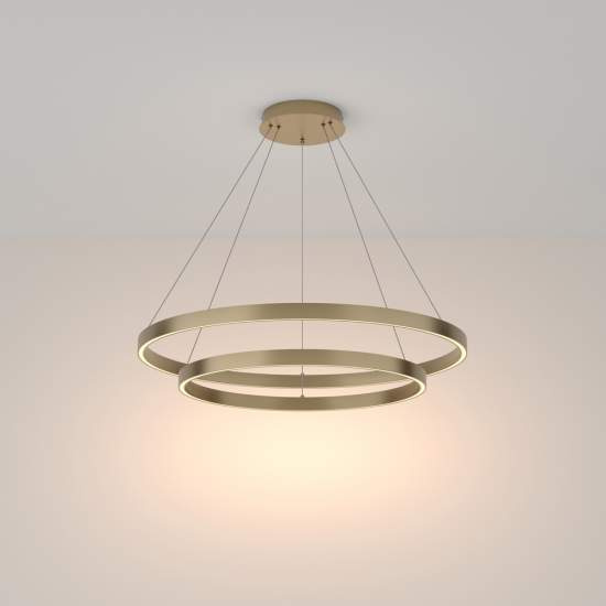 Lampadario A Sospensione Moderno Rim Alluminio Ottone 2 Luci Led 88W MOD058PL-L74BS3K