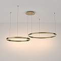 Lampadario A Sospensione Moderno Rim Alluminio Ottone 2 Luci Led 88W MOD058PL-L74BS3K
