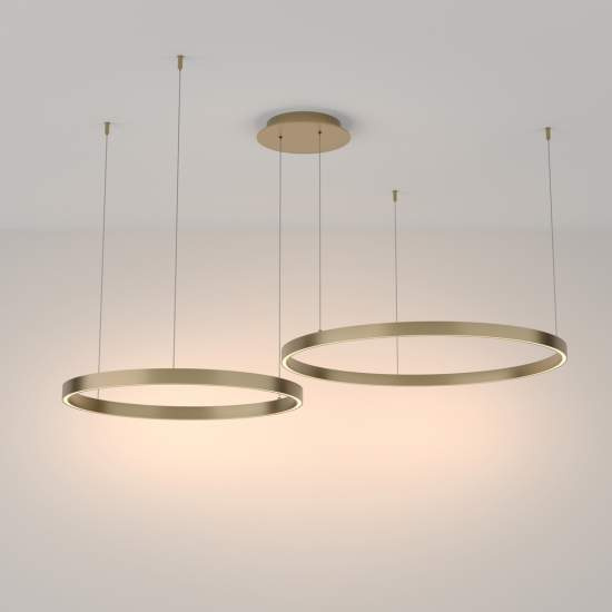 Lampadario A Sospensione Moderno Rim Alluminio Ottone 2 Luci Led 88W MOD058PL-L74BS3K