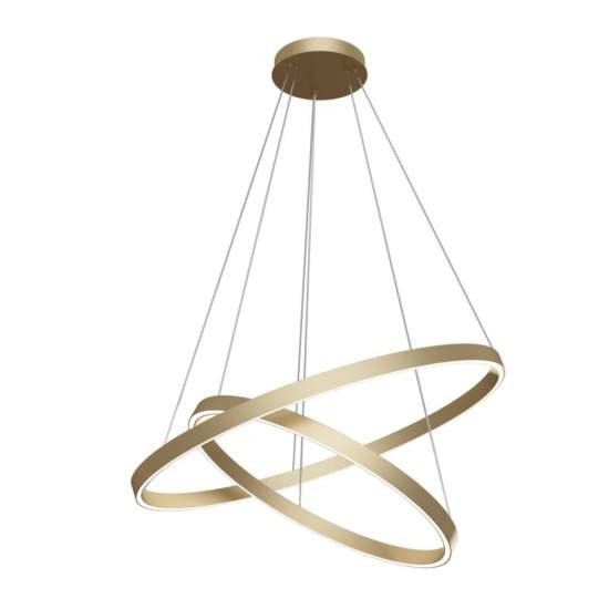 Lampadario A Sospensione Moderno Rim Alluminio Ottone 2 Led 88W MOD058PL-L74BS4K