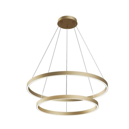 Lampadario A Sospensione Moderno Rim Alluminio Ottone 2 Led 88W MOD058PL-L74BS4K
