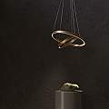 Lampadario A Sospensione Moderno Rim Alluminio Ottone 2 Led 88W MOD058PL-L74BS4K