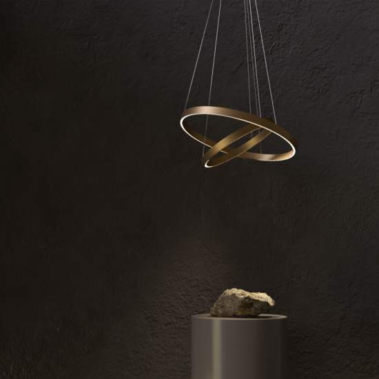 Lampadario A Sospensione Moderno Rim Alluminio Ottone 2 Led 88W MOD058PL-L74BS4K