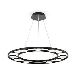 Lampadario A Sospensione Moderno Fad Metallo Nero Acrilico 9 Luci Led 63W