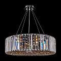 Lampadario Contemporaneo Recinto Metallo Cromo 8 Luci Diffusori Vetro Trasp. MOD080CL-08CH