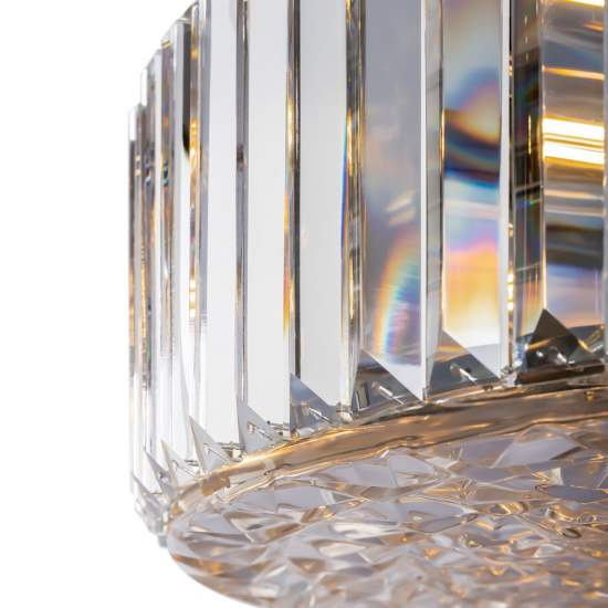Lampadario Contemporaneo Recinto Metallo Cromo 8 Luci Diffusori Vetro Trasp. MOD080CL-08CH