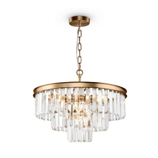 Lampadario Contemporaneo Revero Metallo Ottone 7 Luci Diffusori Vetro MOD085PL-07BS