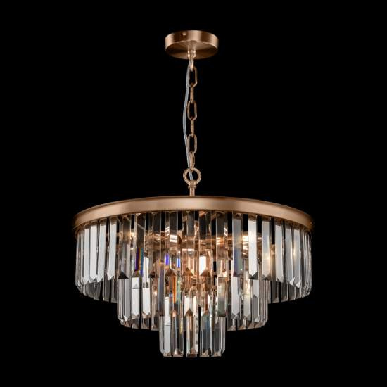 Lampadario Contemporaneo Revero Metallo Ottone 7 Luci Diffusori Vetro MOD085PL-07BS
