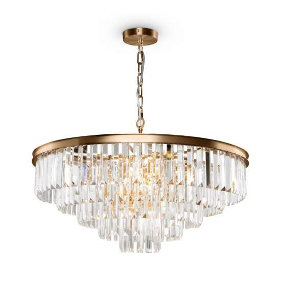 Lampadario Contemporaneo Revero Metallo Ottone 12 Luci Diffusori Vetro MOD085PL-12BS