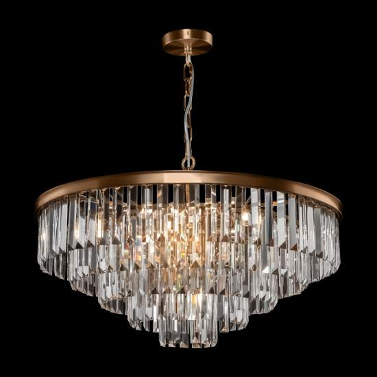 Lampadario Contemporaneo Revero Metallo Ottone 12 Luci Diffusori Vetro MOD085PL-12BS