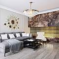 Lampadario Contemporaneo Revero Metallo Ottone 12 Luci Diffusori Vetro MOD085PL-12BS