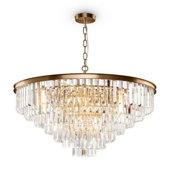 Lampadario Contemporaneo Revero Metallo Ottone 16 Luci Diffusori Vetro MOD085PL-16BS