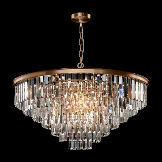 Lampadario Contemporaneo Revero Metallo Ottone 16 Luci Diffusori Vetro MOD085PL-16BS