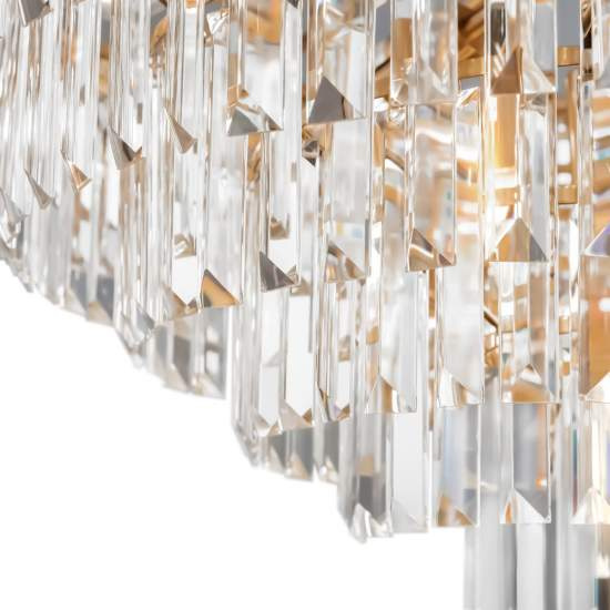 Lampadario Contemporaneo Revero Metallo Ottone 16 Luci Diffusori Vetro MOD085PL-16BS