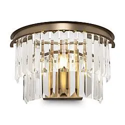 Applique Contemporanea Revero Metallo Ottone 1 Luce Diffusore Vetro