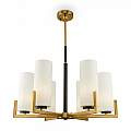 Lampadario Contermporaneo Fortano 6 Luci Metallo Ottone Diffusori Vetro Bianchi MOD089PL-06BS