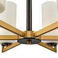 Lampadario Contermporaneo Fortano 6 Luci Metallo Ottone Diffusori Vetro Bianchi MOD089PL-06BS