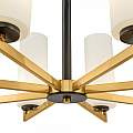 Lampadario Contermporaneo Fortano 8 Luci Metallo Ottone Diffusori Vetro Bianchi MOD089PL-08BS