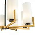 Lampadario Contermporaneo Fortano 8 Luci Metallo Ottone Diffusori Vetro Bianchi MOD089PL-08BS