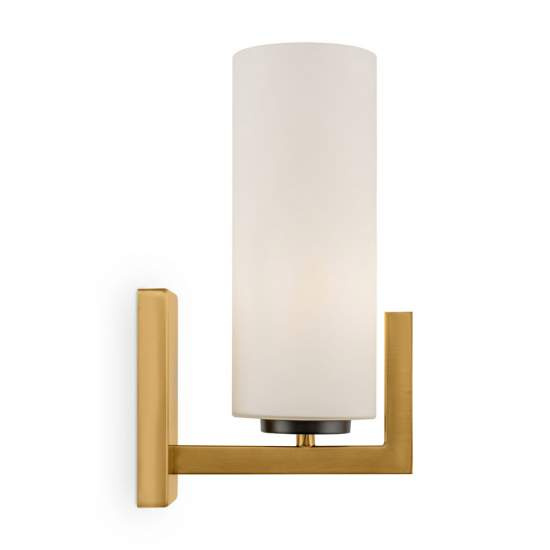 Applique Contermporanea Fortano 1 Luce Metallo Ottone Diffusore Vetro Bianco MOD089WL-01BS