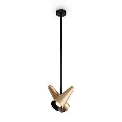 Lampadario A Sospensione Moderno Giro Metallo Ottone Alluminio 2 Luci Gu10 50W
