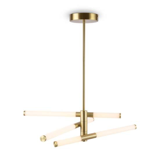 Lampadario A Sospensione Moderno Axis Alluminio Oro Acrilico 3 Luci Led 28W MOD106PL-L28G3K