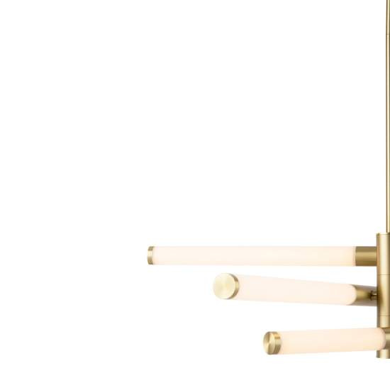 Lampadario A Sospensione Moderno Axis Alluminio Oro Acrilico 3 Luci Led 28W MOD106PL-L28G3K