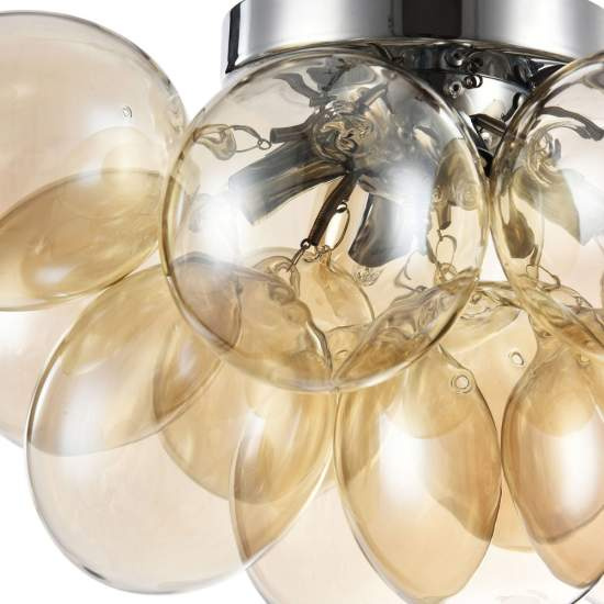 Plafoniera Contemporanea Baldo Metallo Nichel 4 Luci Diffusori Cognac MOD112-04-G
