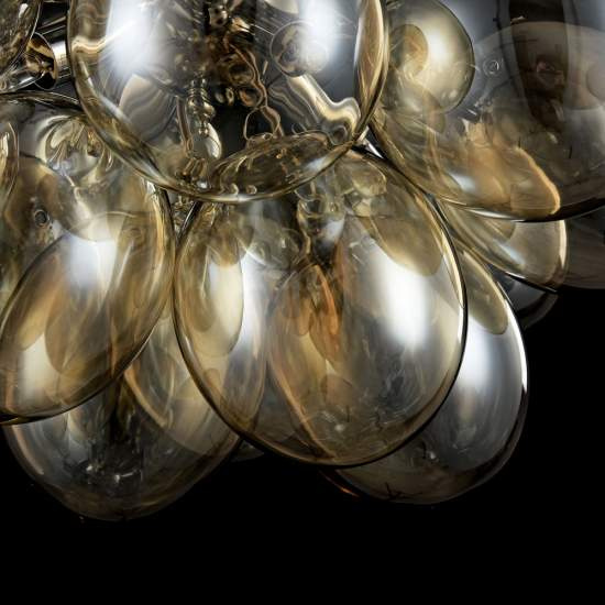 Plafoniera Contemporanea Baldo Metallo Nichel 4 Luci Diffusori Cognac MOD112-04-G