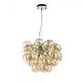 Lampadario Contemporaneo Baldo Metallo Nichel 8 Luci Diffusori Cognac MOD112-08-G
