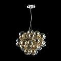 Lampadario Contemporaneo Baldo Metallo Nichel 8 Luci Diffusori Cognac MOD112-08-G
