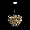 Lampadario Contemporaneo Baldo Metallo Nichel 8 Luci Diffusori Cognac MOD112-08-G