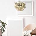 Lampadario Contemporaneo Baldo Metallo Nichel 8 Luci Diffusori Cognac MOD112-08-G