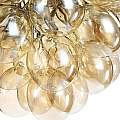 Lampadario Contemporaneo Baldo Metallo Nichel 8 Luci Diffusori Cognac MOD112-08-G