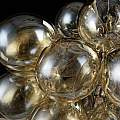 Lampadario Contemporaneo Baldo Metallo Nichel 8 Luci Diffusori Cognac MOD112-08-G