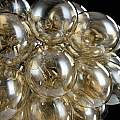 Lampadario Contemporaneo Baldo Metallo Nichel 8 Luci Diffusori Cognac MOD112-08-G