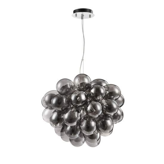Lampadario Contemporaneo Baldo Metallo Nichel 8 Luci Diffusori Fume MOD112-08-N