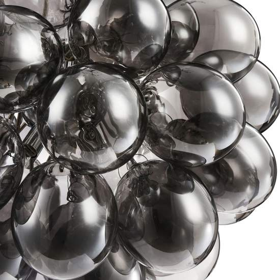 Lampadario Contemporaneo Baldo Metallo Nichel 8 Luci Diffusori Fume MOD112-08-N