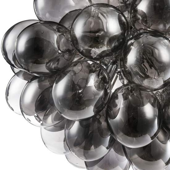 Lampadario Contemporaneo Baldo Metallo Nichel 8 Luci Diffusori Fume MOD112-08-N