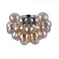 Plafoniera Contemporanea Baldo Metallo Nichel 8 Luci Diffusori Cognac MOD112CL-08G