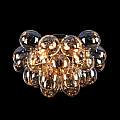 Plafoniera Contemporanea Baldo Metallo Nichel 8 Luci Diffusori Cognac MOD112CL-08G
