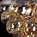 Plafoniera Contemporanea Baldo Metallo Nichel 8 Luci Diffusori Cognac MOD112CL-08G