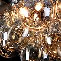 Plafoniera Contemporanea Baldo Metallo Nichel 8 Luci Diffusori Cognac MOD112CL-08G