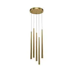 Lampadario A Sospensione Moderno Cascade Alluminio Ottone 5 Luci Led 31W