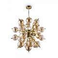 Lampadario Contemporanea Bolla Metallo Ottone 6 Luci Diffusori Vetro Ambra MOD133PL-06BS