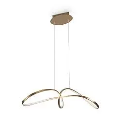 Lampadario A Sospensione Moderno Curve Alluminio Oro 1 Luce Led 42W