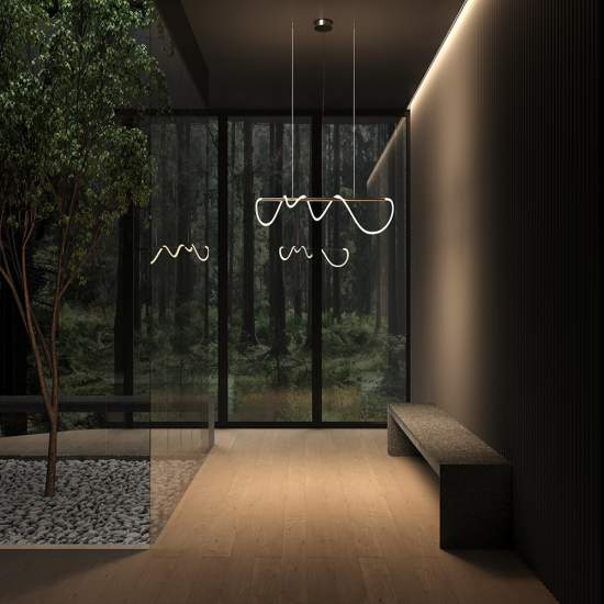 Lampadario A Sospensione Moderno Tau Alluminio Oro 1 Luce Led 30W MOD166PL-L30G3K