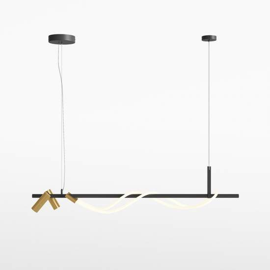 Lampadario A Sospensione Moderno Tau Alluminio Nero Luce Led 30W MOD166PL-L30GB3K