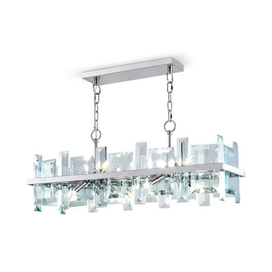 Lampadario Contemporaneo Cerezo Metallo Cromo 8 Luci Diffusori Vetro E Metallo MOD201PL-08N
