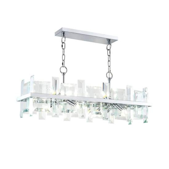 Lampadario Contemporaneo Cerezo Metallo Cromo 8 Luci Diffusori Vetro E Metallo MOD201PL-08N